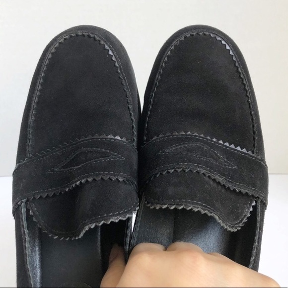 STUART WEITZMAN Loafers Black Suede Schooldays Penny Chunky oxfords platforms - Picture 3 of 16